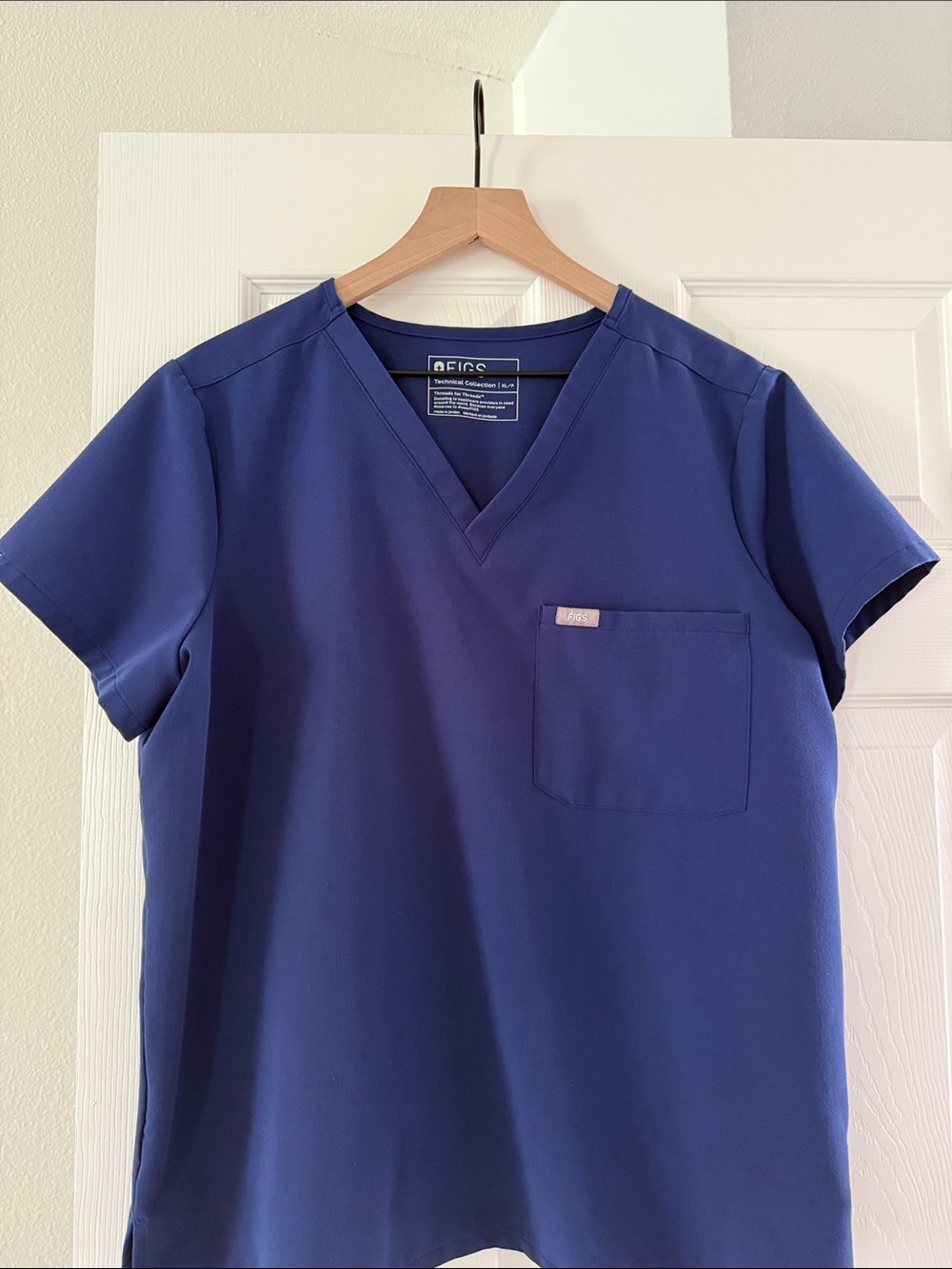 Figs Women's Short-Sleeve V-Neck Top in Royal Blue